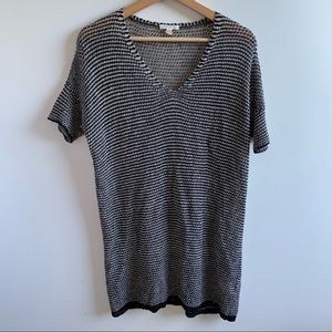 Eileen Fisher Mesh Linen Pullover Black/White Medium